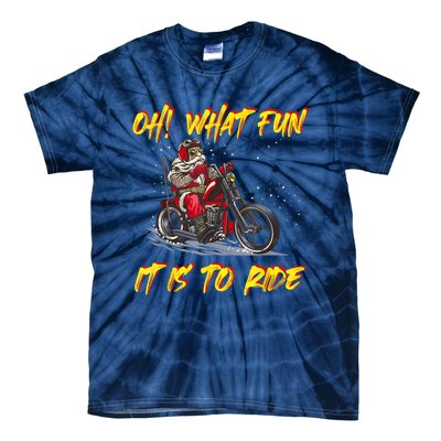 Santa Claus Riding Motorcycle Xmas Biker Present Christmas Tie-Dye T-Shirt