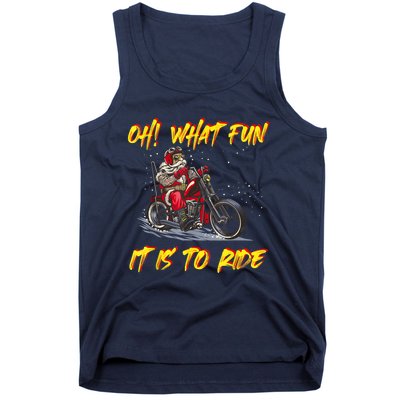 Santa Claus Riding Motorcycle Xmas Biker Present Christmas Tank Top