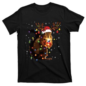 Squirrel Christmas Reindeer Christmas Lights Pajama T-Shirt