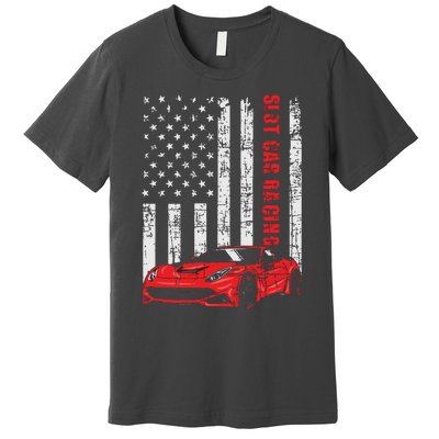 Slot Car Racing USA American Flag Car Lover Drag Racer Premium T-Shirt