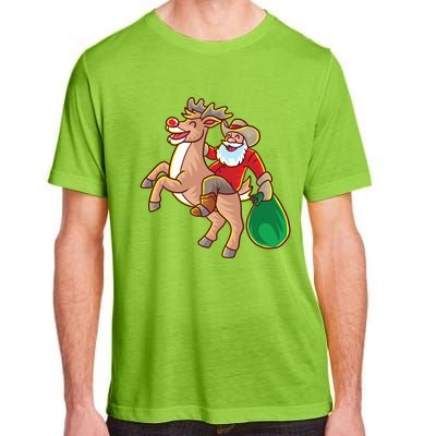 Santa Claus Riding A Reindeer Funny Christmas Cow Claus Gift Adult ChromaSoft Performance T-Shirt