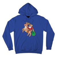 Santa Claus Riding A Reindeer Funny Christmas Cow Claus Gift Hoodie