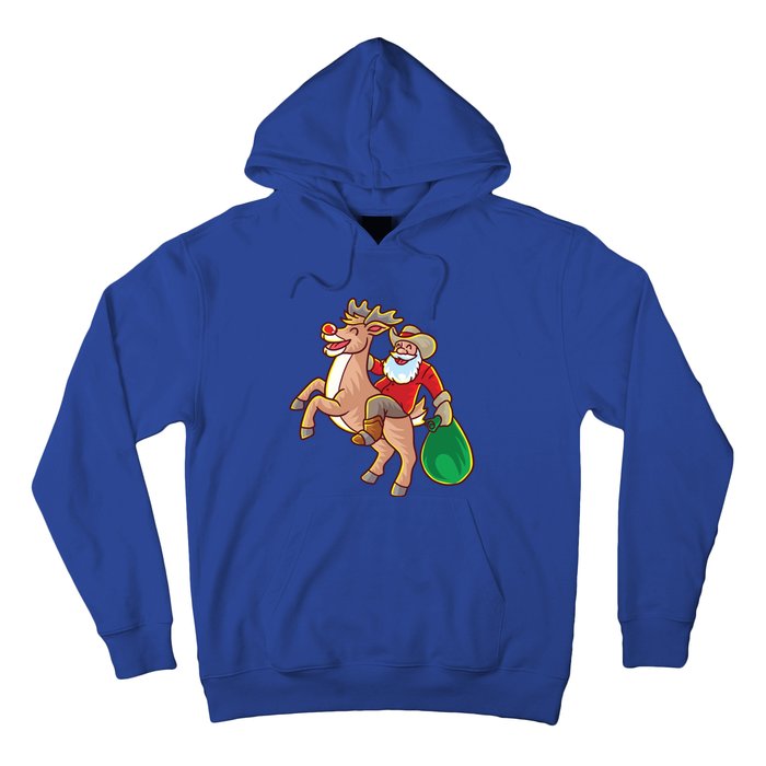 Santa Claus Riding A Reindeer Funny Christmas Cow Claus Gift Hoodie