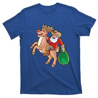 Santa Claus Riding A Reindeer Funny Christmas Cow Claus Gift T-Shirt