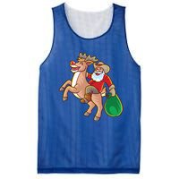 Santa Claus Riding A Reindeer Funny Christmas Cow Claus Gift Mesh Reversible Basketball Jersey Tank