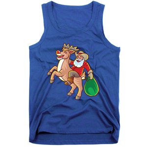 Santa Claus Riding A Reindeer Funny Christmas Cow Claus Gift Tank Top