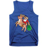 Santa Claus Riding A Reindeer Funny Christmas Cow Claus Gift Tank Top