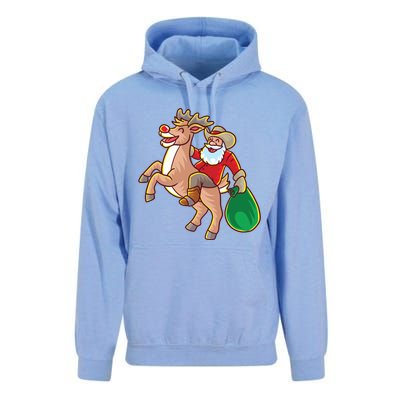 Santa Claus Riding A Reindeer Funny Christmas Cow Claus Gift Unisex Surf Hoodie