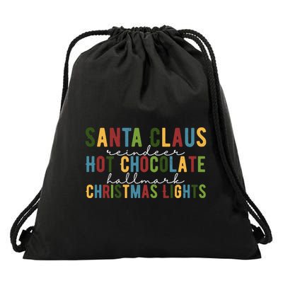 Santa Claus Reindeer Hot Chocolate Festive Chrsitmas Drawstring Bag