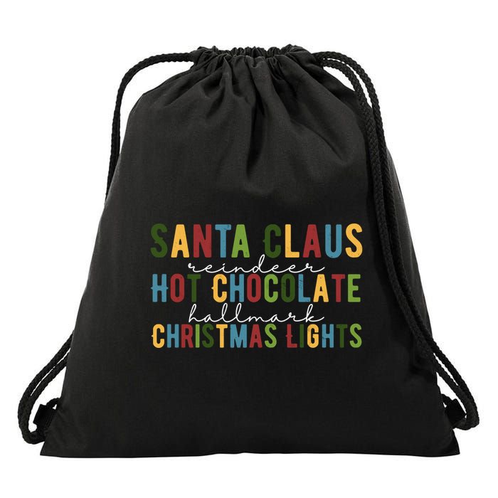 Santa Claus Reindeer Hot Chocolate Festive Chrsitmas Drawstring Bag
