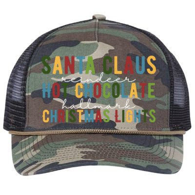 Santa Claus Reindeer Hot Chocolate Festive Chrsitmas Retro Rope Trucker Hat Cap