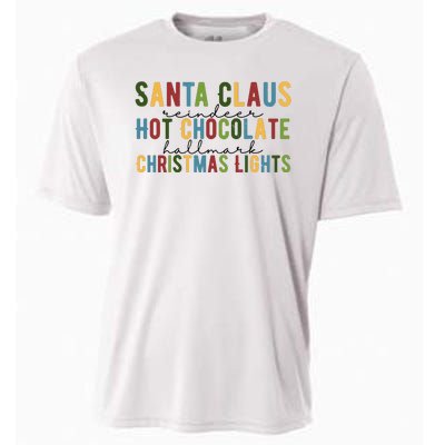 Santa Claus Reindeer Hot Chocolate Festive Chrsitmas Cooling Performance Crew T-Shirt