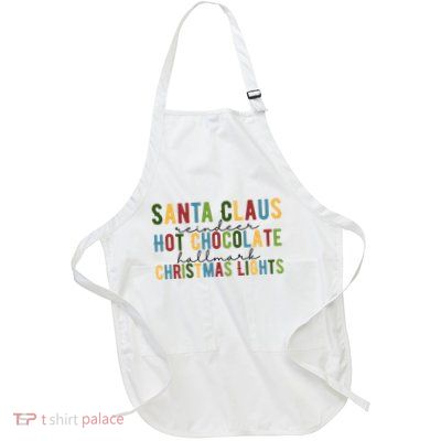 Santa Claus Reindeer Hot Chocolate Festive Chrsitmas Full-Length Apron With Pockets