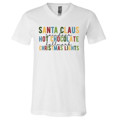 Santa Claus Reindeer Hot Chocolate Festive Chrsitmas V-Neck T-Shirt