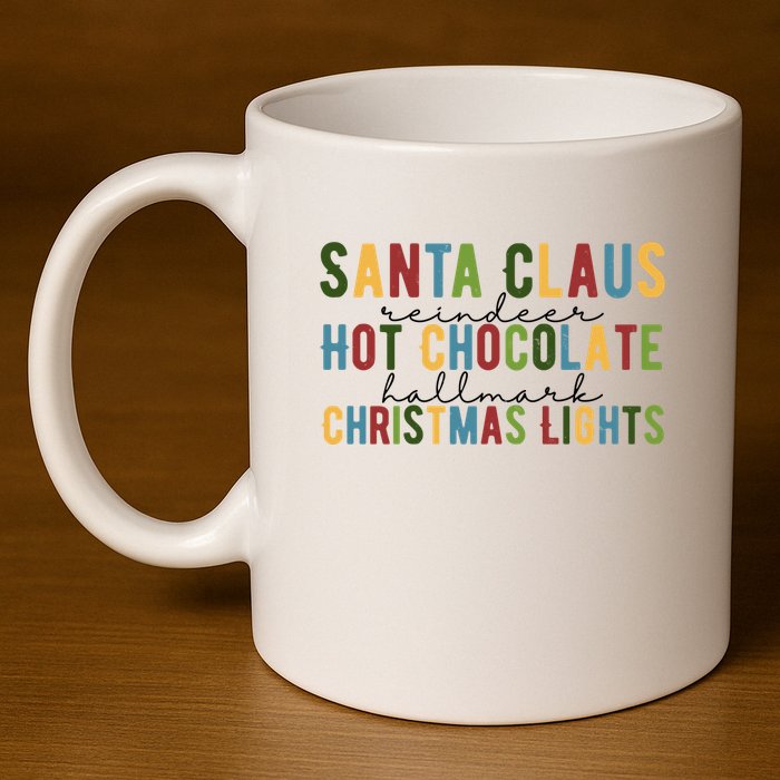 Santa Claus Reindeer Hot Chocolate Festive Chrsitmas 11oz C Handle Ceramic Mug