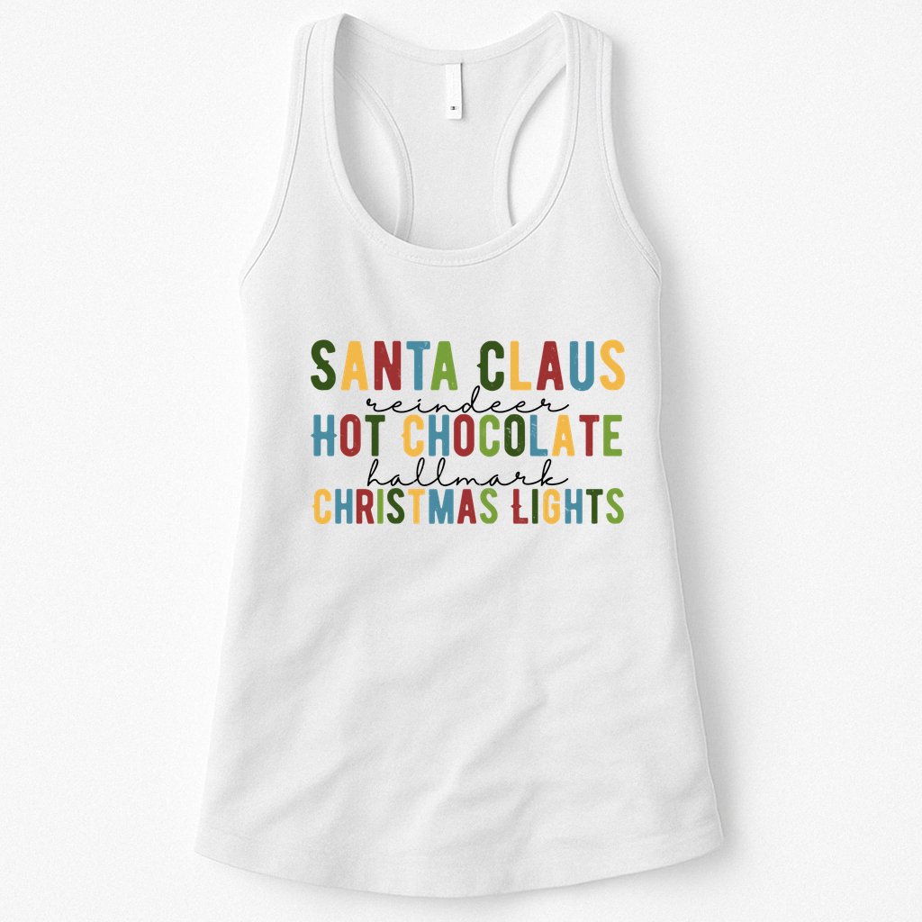 Santa Claus Reindeer Hot Chocolate Festive Chrsitmas Womens Tank Top