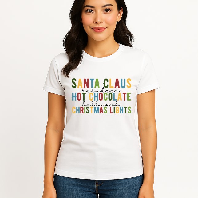Santa Claus Reindeer Hot Chocolate Festive Chrsitmas Womens T-Shirt