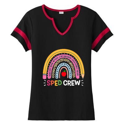 Sped Crew Rainbow Special Education Teacher Back To School Ladies Halftime Notch Neck Tee