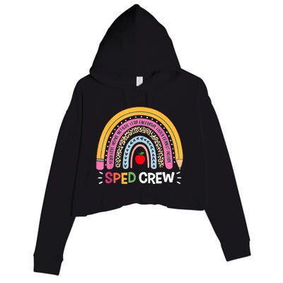 Sped Crew Rainbow Special Education Teacher Back To School Crop Fleece Hoodie