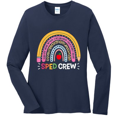 Sped Crew Rainbow Special Education Teacher Back To School Ladies Long Sleeve Shirt