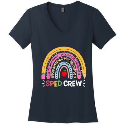 Sped Crew Rainbow Special Education Teacher Back To School Women's V-Neck T-Shirt