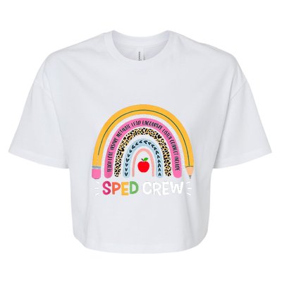 Sped Crew Rainbow Special Education Teacher Back To School Bella+Canvas Jersey Crop Tee