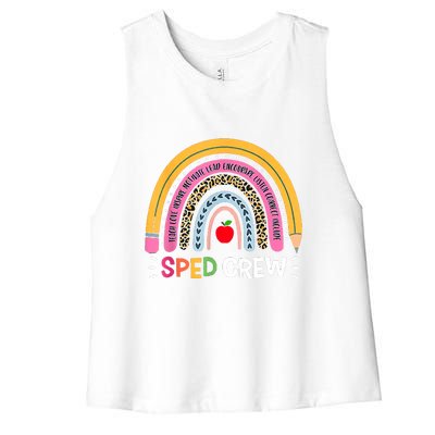 Sped Crew Rainbow Special Education Teacher Back To School Women's Racerback Cropped Tank