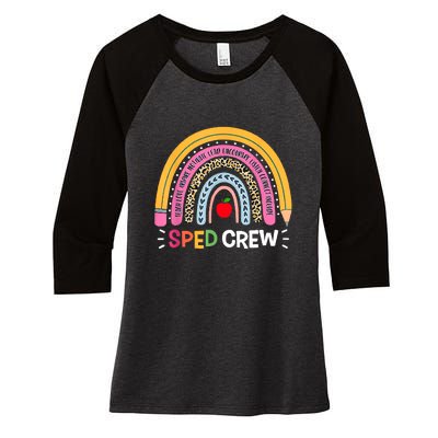 Sped Crew Rainbow Special Education Teacher Back To School Women's Tri-Blend 3/4-Sleeve Raglan Shirt