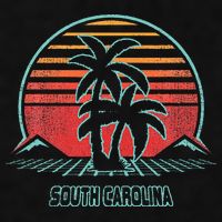 South Carolina Retro Palm Tree Beach 80s Style Ladies PosiCharge Tri-Blend Wicking Tank