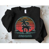 South Carolina Retro Palm Tree Beach 80s Style Sweatshirt