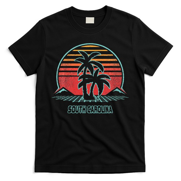 South Carolina Retro Palm Tree Beach 80s Style T-Shirt