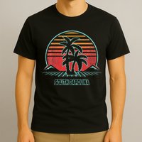 South Carolina Retro Palm Tree Beach 80s Style T-Shirt
