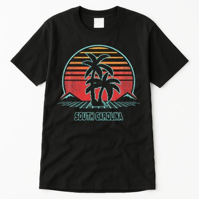 South Carolina Retro Palm Tree Beach 80s Style Tall T-Shirt