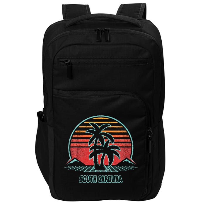 South Carolina Retro Palm Tree Beach 80s Style Impact Tech Backpack