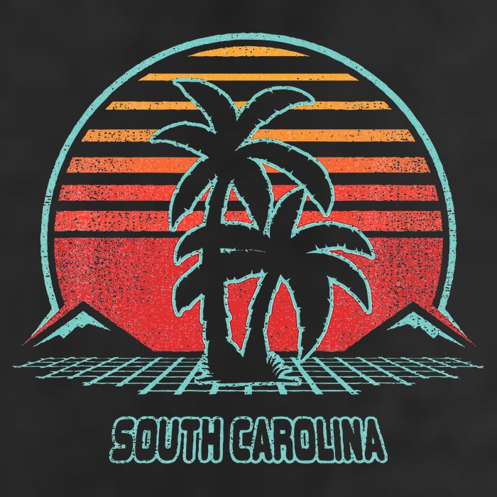 South Carolina Retro Palm Tree Beach 80s Style 11oz C Handle Ceramic Mug
