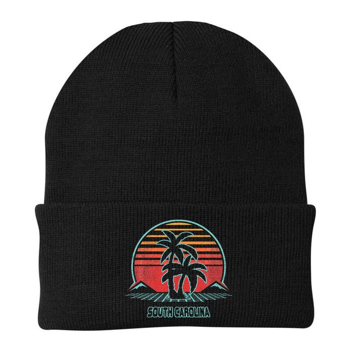 South Carolina Retro Palm Tree Beach 80s Style Beanie