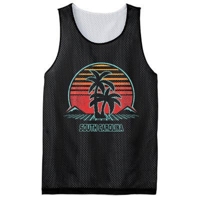 South Carolina Retro Palm Tree Beach 80s Style Mesh Reversible Basketball Jersey Tank