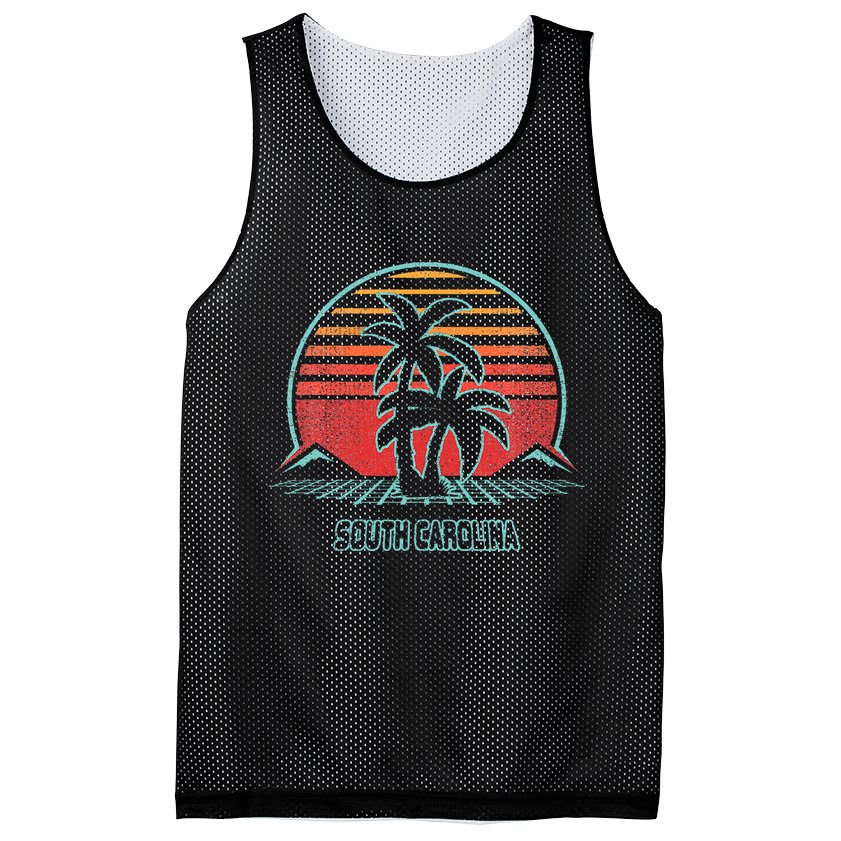 South Carolina Retro Palm Tree Beach 80s Style Mesh Reversible Basketball Jersey Tank