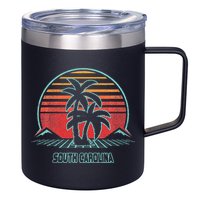 South Carolina Retro Palm Tree Beach 80s Style 12oz Stainless Steel Coffee Mug