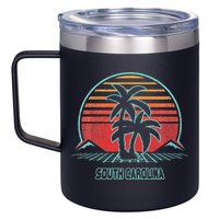 South Carolina Retro Palm Tree Beach 80s Style 12oz Stainless Steel Coffee Mug