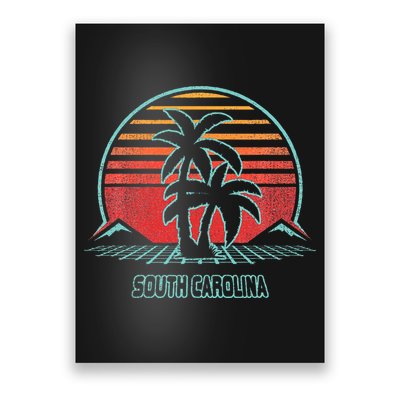 South Carolina Retro Palm Tree Beach 80s Style Poster