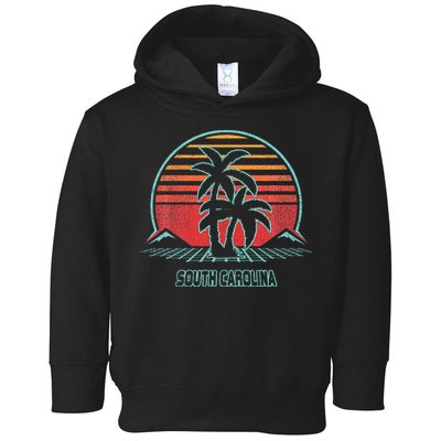 South Carolina Retro Palm Tree Beach 80s Style Toddler Hoodie