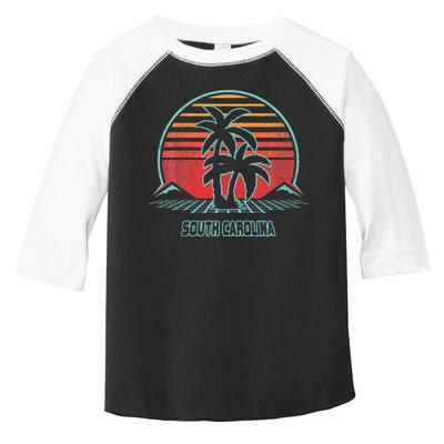 South Carolina Retro Palm Tree Beach 80s Style Toddler Fine Jersey T-Shirt