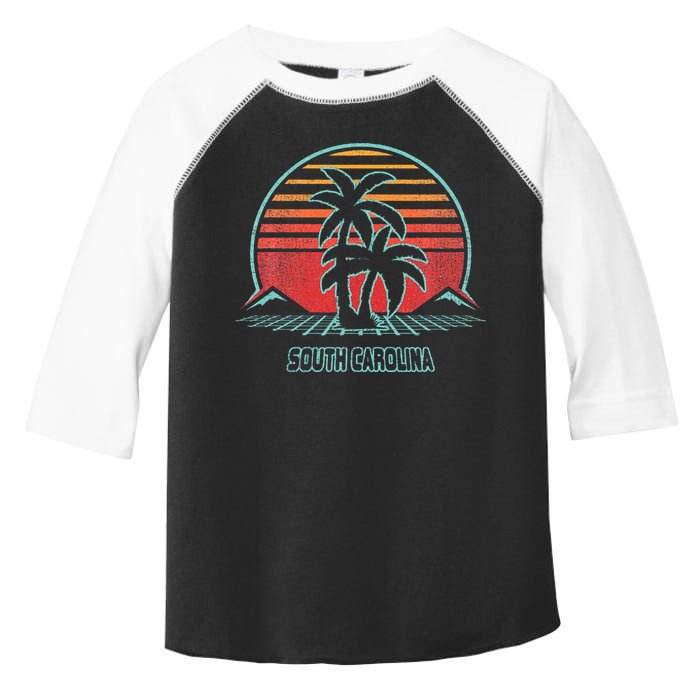 South Carolina Retro Palm Tree Beach 80s Style Toddler Fine Jersey T-Shirt