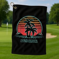 South Carolina Retro Palm Tree Beach 80s Style Golf Towel