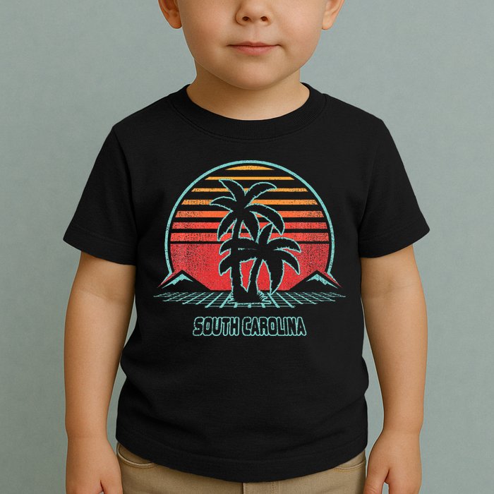 South Carolina Retro Palm Tree Beach 80s Style Toddler T-Shirt