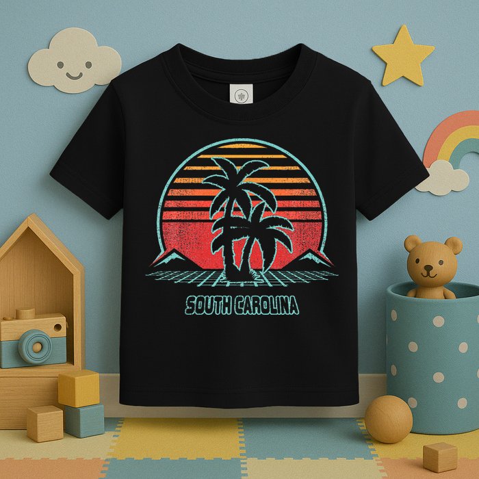 South Carolina Retro Palm Tree Beach 80s Style Toddler T-Shirt