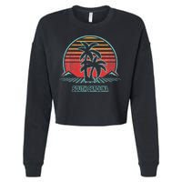 South Carolina Retro Palm Tree Beach 80s Style Cropped Pullover Crew