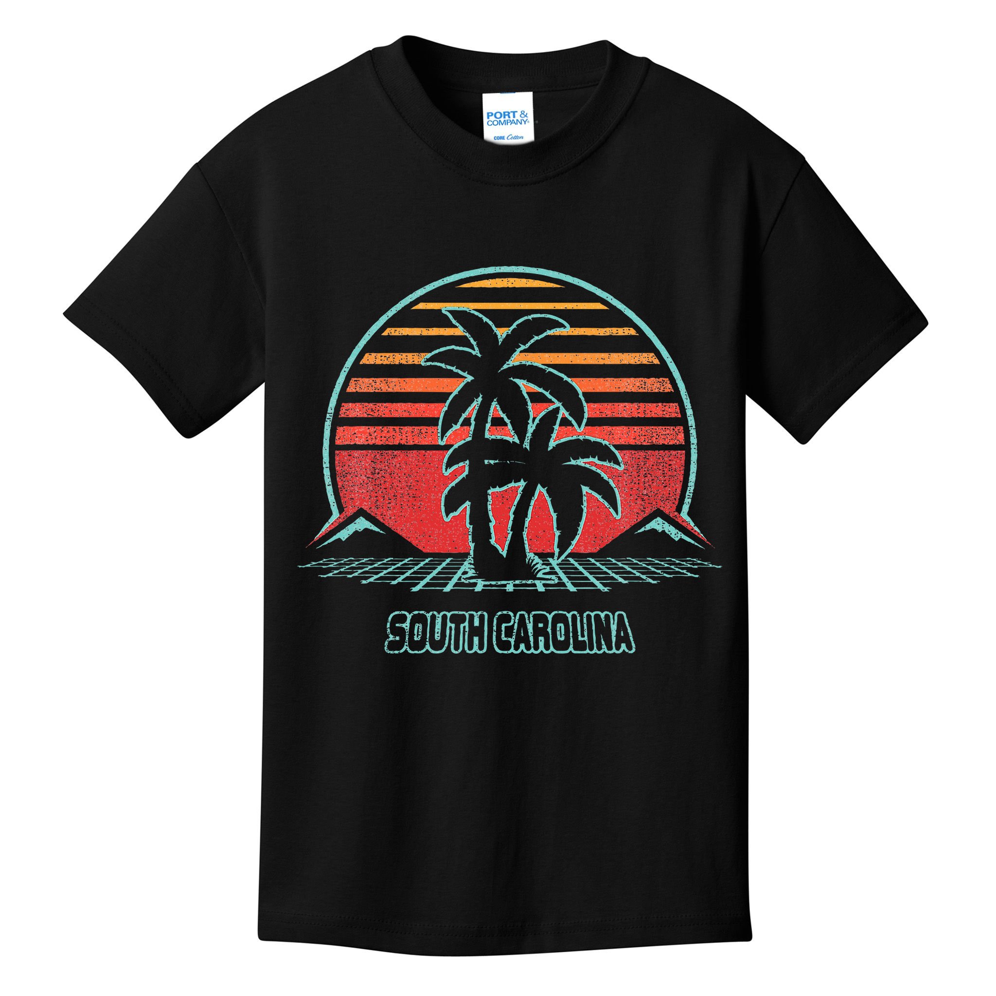South Carolina Retro Palm Tree Beach 80s Style Kids T-Shirt