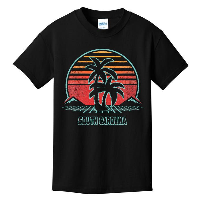 South Carolina Retro Palm Tree Beach 80s Style Kids T-Shirt